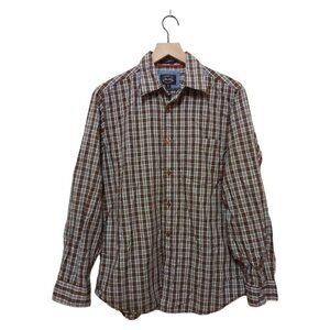 Allen Solly Brown Plaid Contemporary Fit Casual Button Down Sz 40